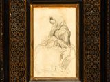 an image of a drawing of a man sitting on top of a horse