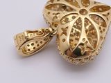 yellow gold plated heart shaped pendant with pave set diamonds