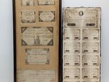 une vieille photo représentant une boîte sur laquelle sont posés quelques papiers