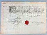 an old document with a red wax stamp on it