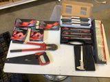 a table with a lot of tools on top of it