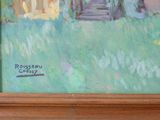 a painting of a house in a field of grass
