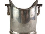 silver plated ice bucket with handles and handles on a white background