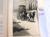 an open book with a picture of a horse drawn carriage on it