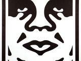 a black and white drawing of a woman ' s face in a square frame