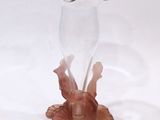 a glass vase with a fish inside of it on a table