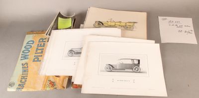 three books with drawings of old cars on them sitting on top of a table