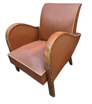 an image of a brown leather chair on a white background