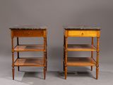 paire de tables de chevet françaises du XIXe siècle à plateau en marbre