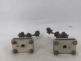pair of antique cast iron planters in the shape of a train car