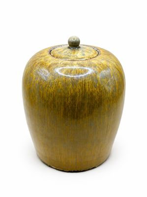 un récipient en forme de pomme muni d'un couvercle, posé sur une surface blanche