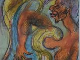 tableau représentant un homme et une femme qui se disputent devant un miroir