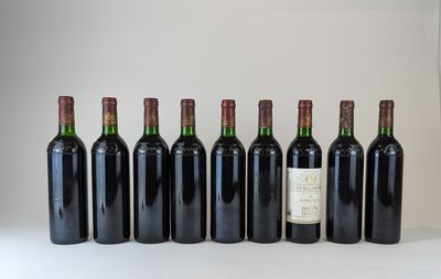 six bouteilles de vin alignées sur une table