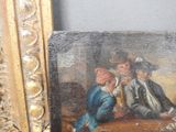 a painting of a group of people sitting on a table