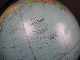 a close up view of a globe with a map on it