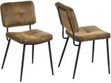 pair of leather chairs with metal legs and backrests
