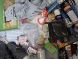 a plastic bag filled with assorted items on a table