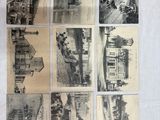 plusieurs vieilles photos en noir et blanc représentant des bâtiments et des passants dans une rue