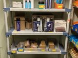 a shelf that has many different items on it