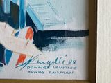 a picture of a painting of a boat in the water
