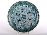 an image of a decorative plate with a blue and green design on it
