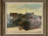 an image of a painting of a boat on a river