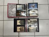 several photos of a book with a picture of a plane in it