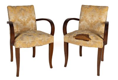 paire de chaises Art déco avec accoudoirs rembourrés