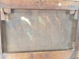 a picture of an old wooden frame with a painting on it