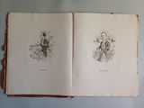 a drawing of a man in a suit and tie on a book