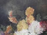 a painting of flowers in a vase on a table