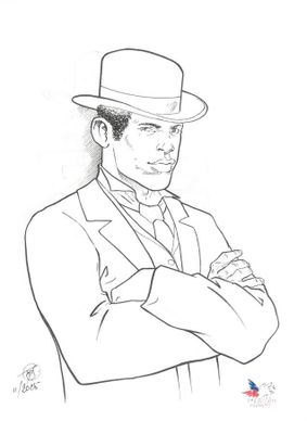 Thibault Descamps - "L'homme au Stetson" - Dessin original s…