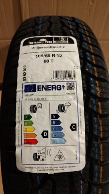 a close up of a tire with a label on the side of it