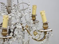 Lustre en verre et laiton, le fût entrelacé de pampilles, le… (photo 3)