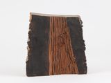 un gros plan sur un morceau de bois posé sur une surface blanche