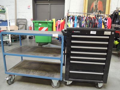 a picture of a tool cart in a garage