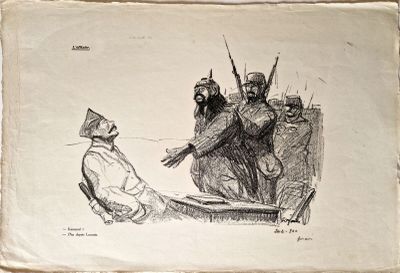 un dessin en noir et blanc représentant un homme assis dans un bateau