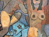 a painting of two nudes on a wall