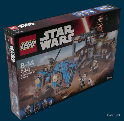 a box of lego star wars sets on a blue background