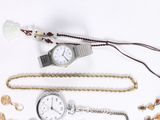 many different types of watches and bracelets laid out on a white surface