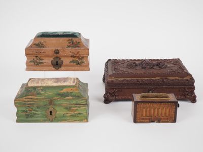 Coffret fin XIXème - début XXème en bois sculpté à décor de … - Photo 1