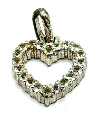 Pendentif cœur en argent pavé de pierres blanches - Poinçons…