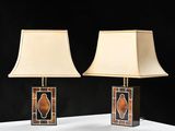 pair of art deco table lamps in the style of person