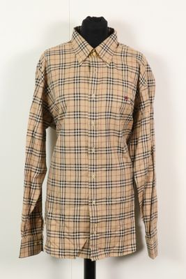 chemise vintage à carreaux Burber, boutonnée sur toute la longueur