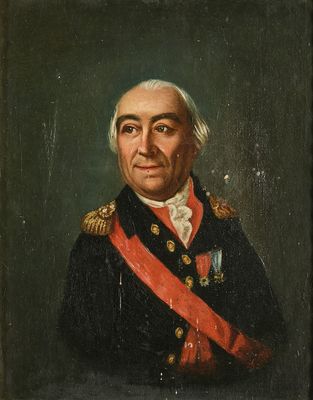 a painting of a man in uniform with a red sash