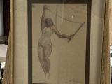 une image représentant le dessin d'une femme tenant une raquette de tennis