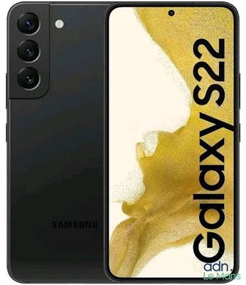 a close up of a black samsung galaxy s35e phone with the samsung logo on it