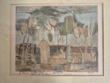 an old picture of a painting of a village in the country