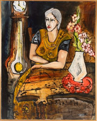 Serge DAMIENS (1954), "Le temps", huile sur toile, signé en …