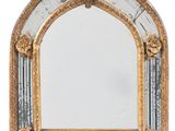 an image of a mirror with a gold frame and a white background